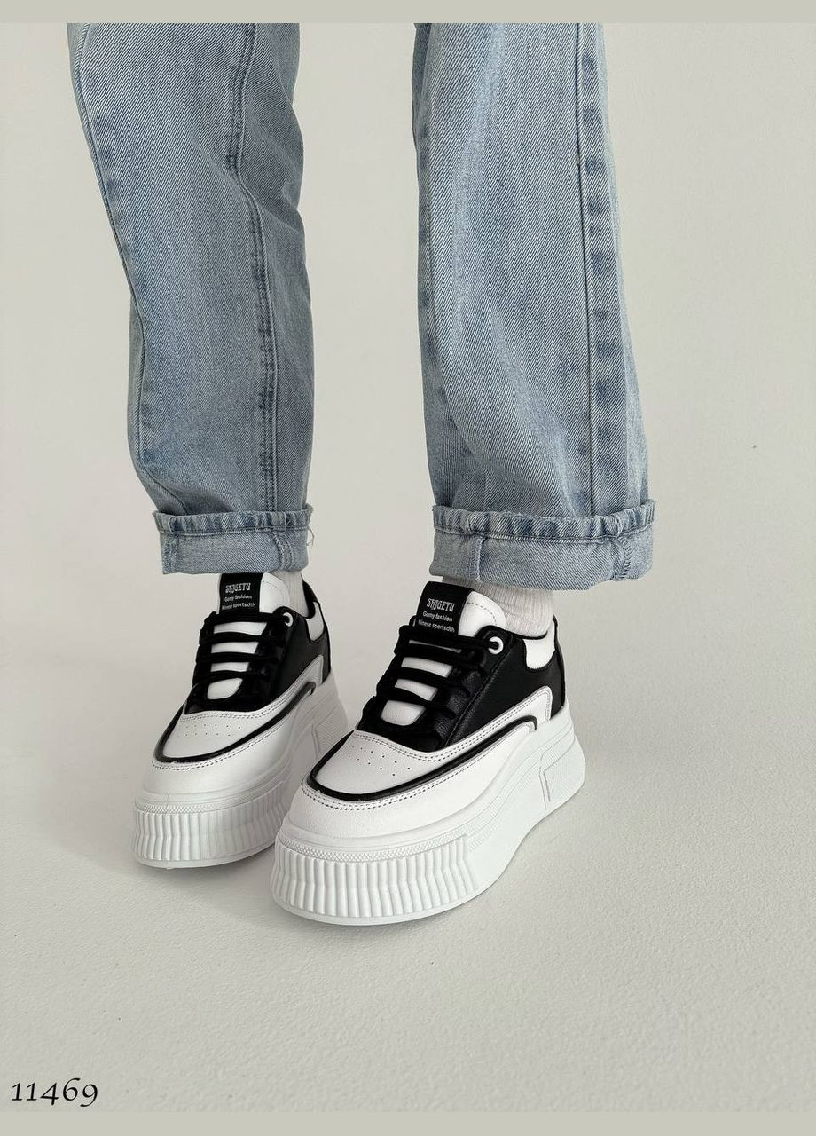 Черно-белые демисезонные стильные кроссовки No Brand