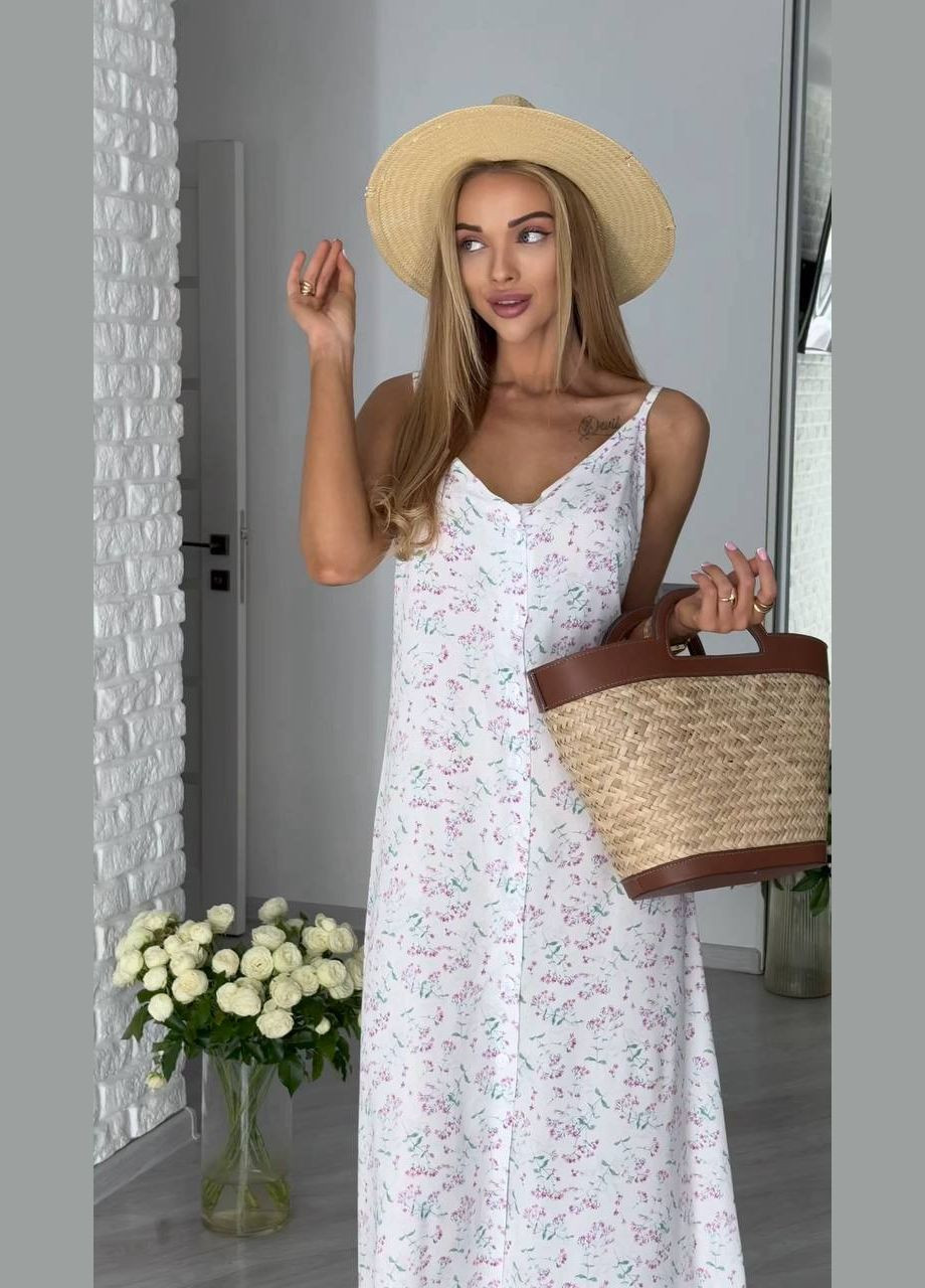 Білий повсякденний жіноча сукня максі в квітковому принті з відкритими плечима Avanti з квітковим принтом