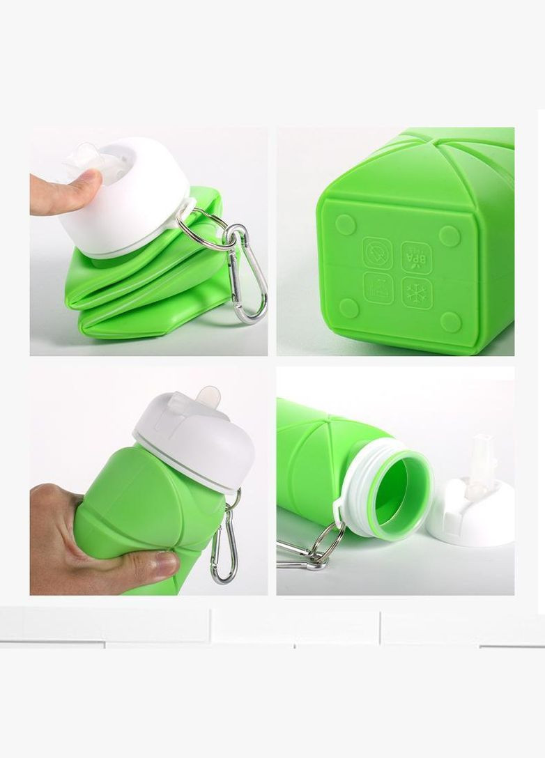 Складана силіконова пляшка для води та напоїв з карабіном 600 мл Бірюзовий (R051121) Water Bottle (349843562)