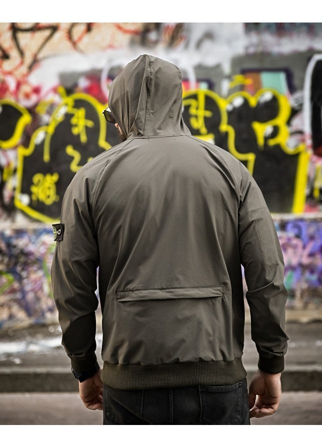 Оливковая демисезонная ветровка No Brand