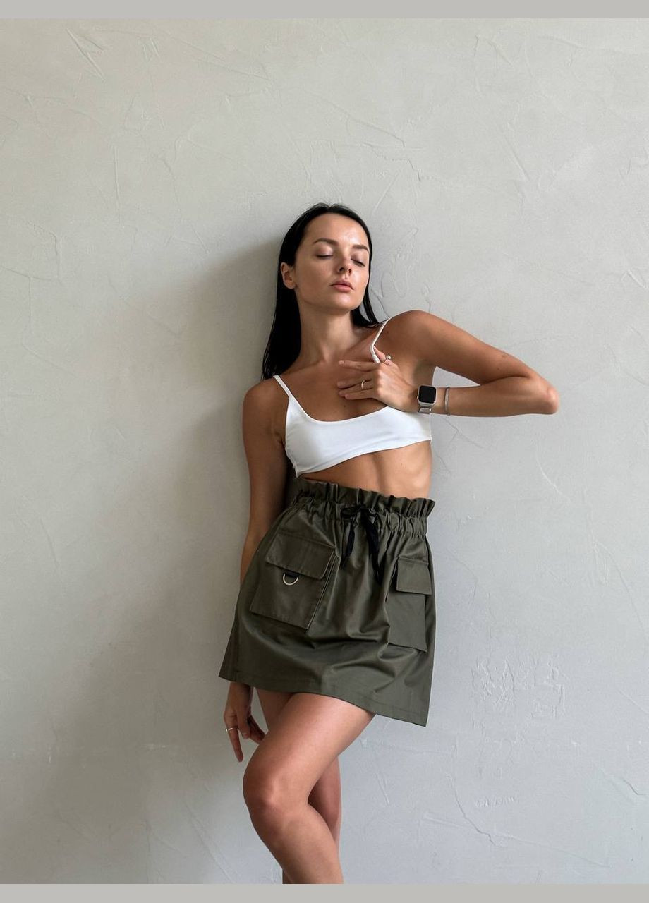 Оливковая (хаки) кэжуал однотонная трендовая юбка карго Adelante карго