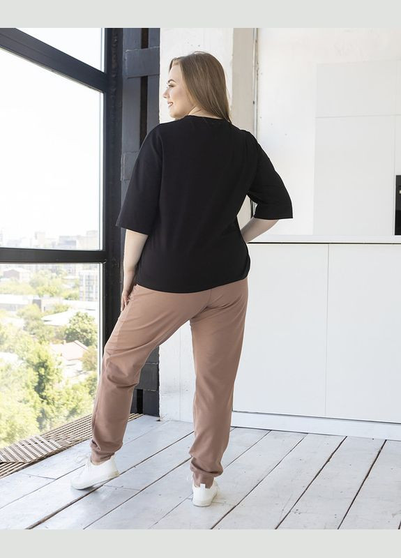 Штани спортивні жіночі двонитка великий розмір чорний No Brand (360544695)