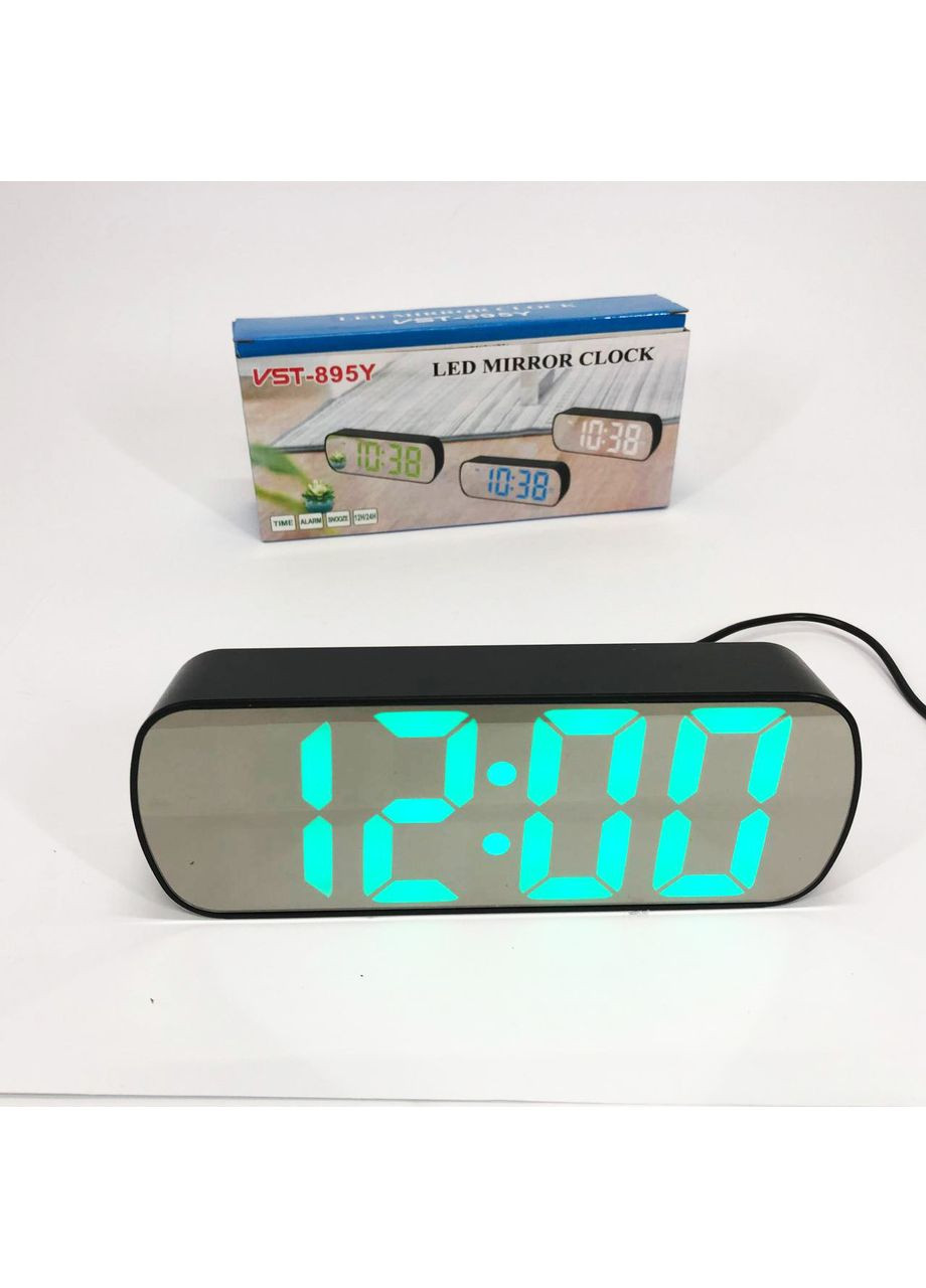 Часы настольные 895Y-4 USB с зеленым циферблатом, Настольные электронные часы с большими цифрами VST (365813293)