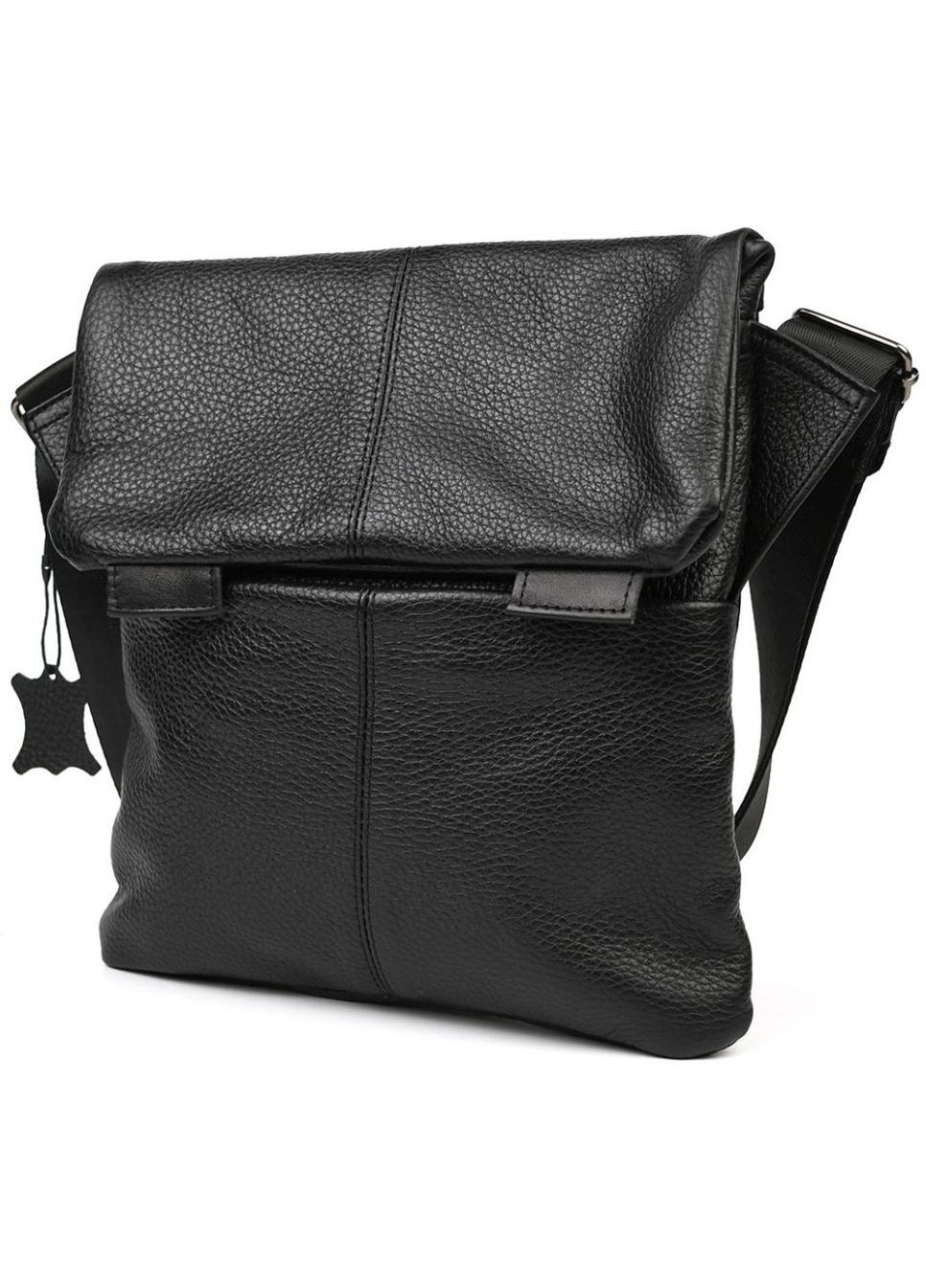 Сумка планшет через плече з натуральної шкіри чоловіча для документів та для телефону середня Чорний 40348 LIMARY (361348660)