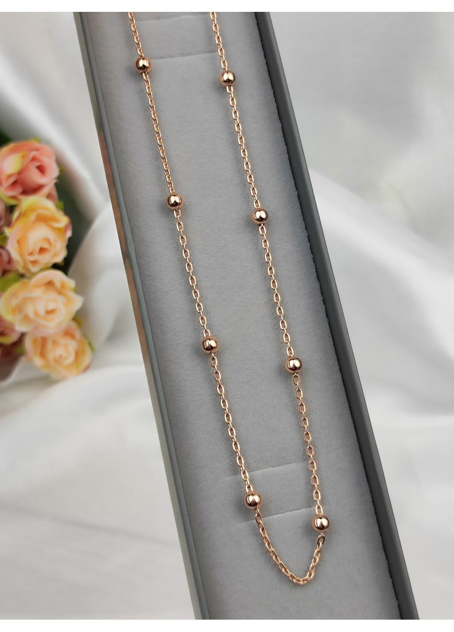 Серебряная цепочка 925 пробы в позолоте с шариками 40 см No Brand (366882894)
