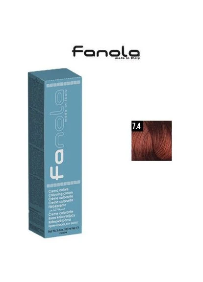 Крем-фарба для волосся № 7.4 Medium Copper Blonde мідний, 100мл Fanola (297923981)