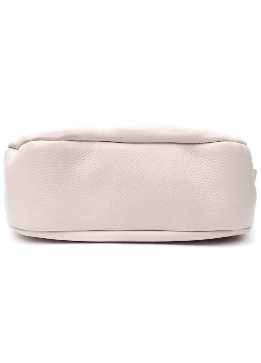 Жіноча сумка через плече з незвичайним бігунком брелоком з натуральної шкіри 22616 Біла Vintage (329146577)