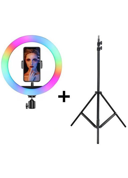 Ледлампа кольцевая для студийного освещения Ring RGB MJ 26 26см с пультом и штативом для фото и видео Ring Light (302890701)