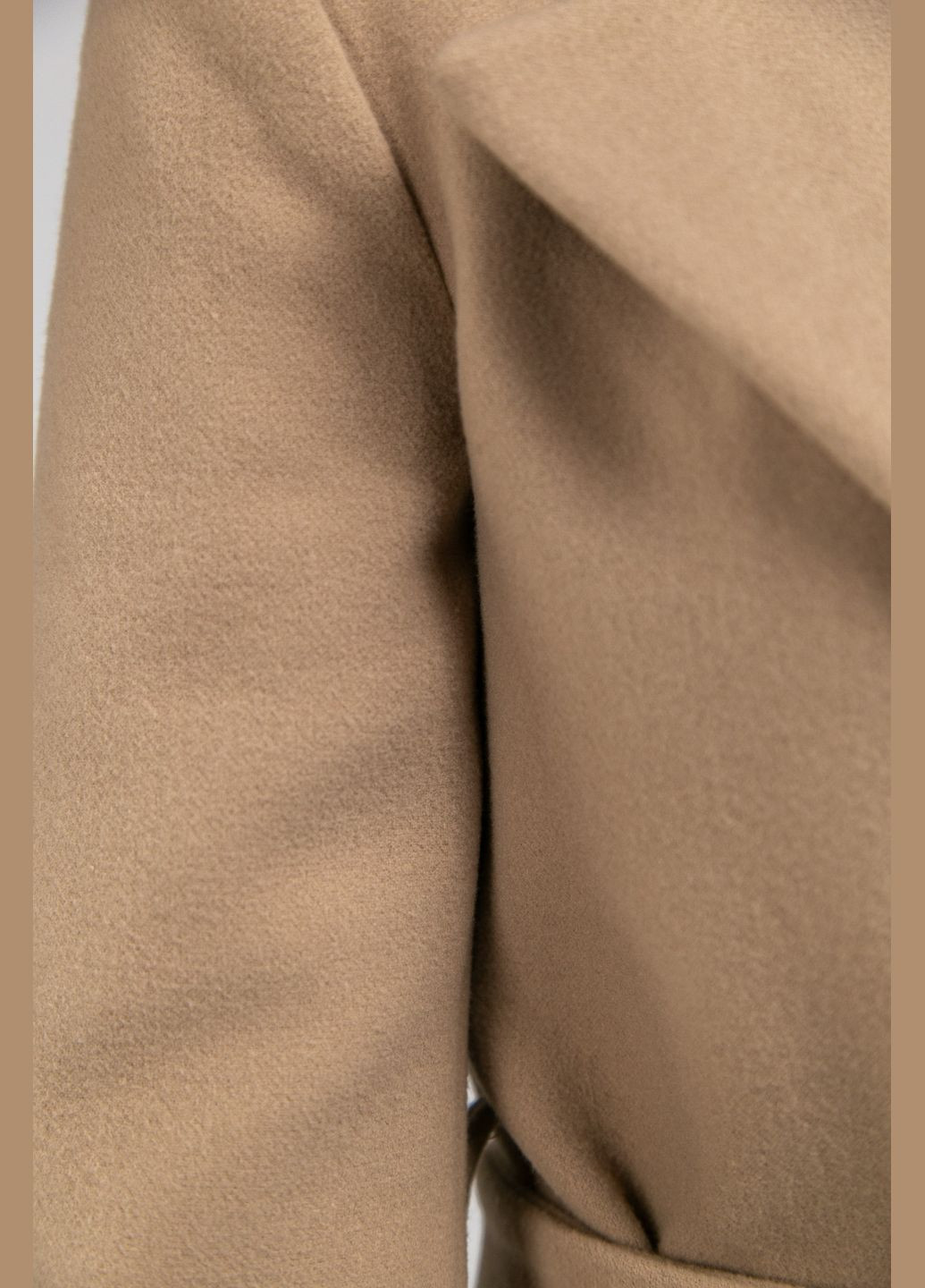 Бежевое демисезонное Светлое осеннее пальто под пояс из кашемира бежевого цвета CHICLY