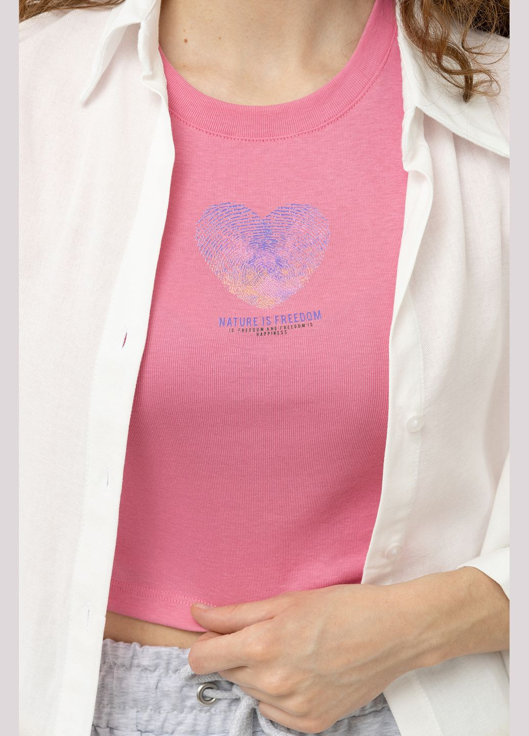 Розовая летняя женская футболка с коротким рукавом цвет розовый цб-00245330 Divon