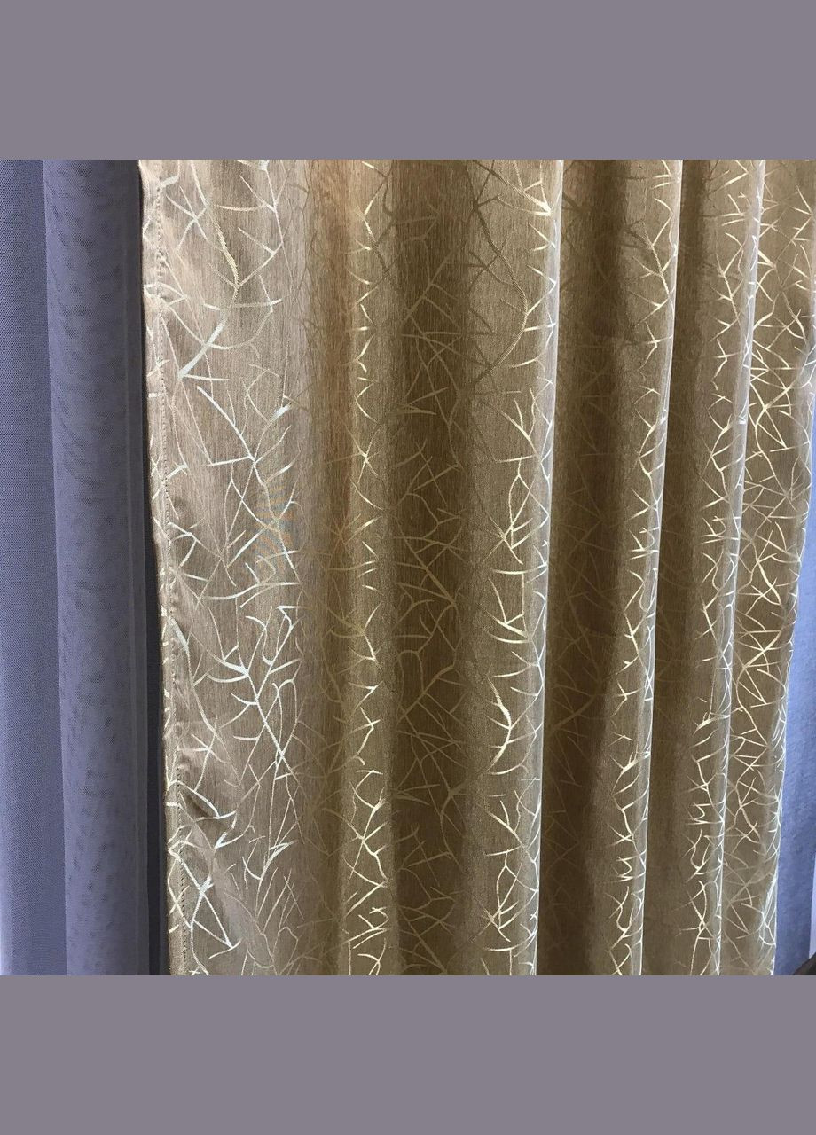 Однотонные мраморные шторы жаккард 2шт Золотистый 2x100x270 см (П1Е101108-4) No Brand (306633237)