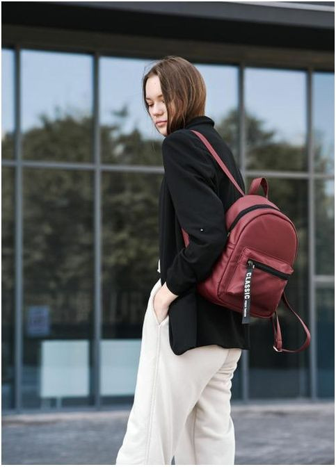 Рюкзак женский из экокожи 8 л городской маленький Бордовый 39753 Sambag (355884735)