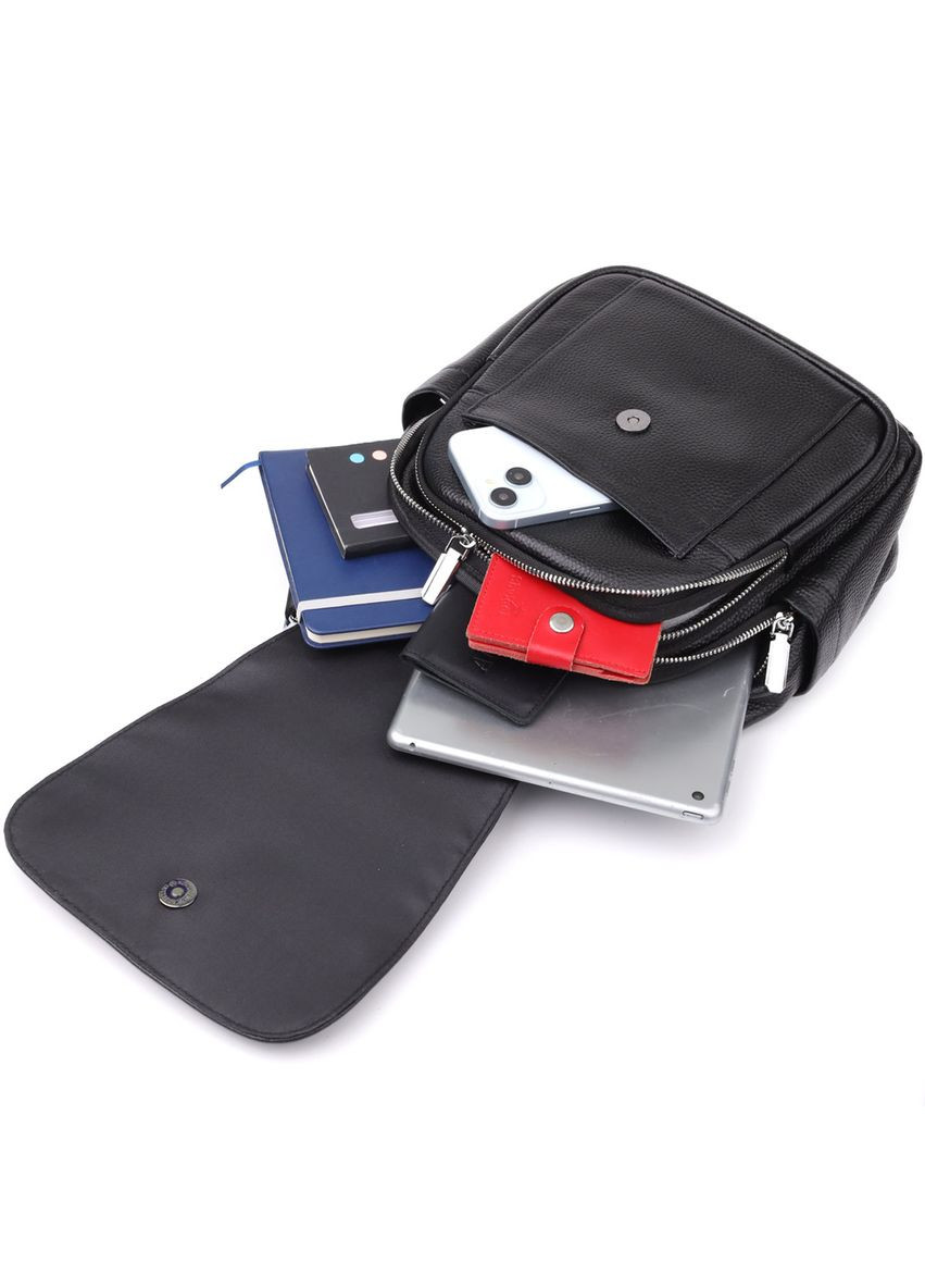 Компактный женский рюкзак из натуральной кожи 23058 Черный Vintage (357437639)