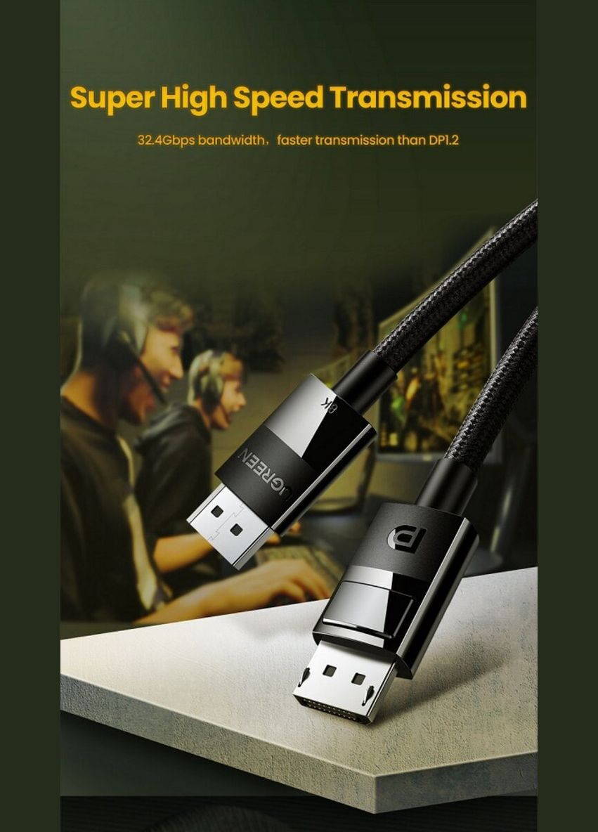 Кабель DP114 DP 1.4 Male to Male Plastic Case Braided Cable 1m (UGR-80390) Ugreen (300677628)