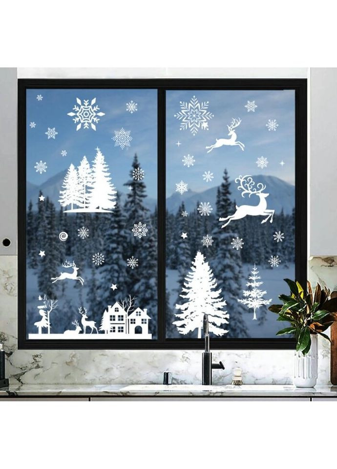 Набір новорічних наклейок на вікно New Year 9 14584 20х30 см 8 листів No Brand (335584560)