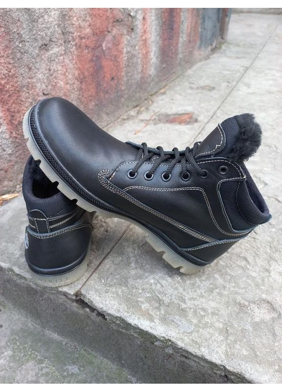 Черные зимние ботинки мужские зима, кожа No Brand