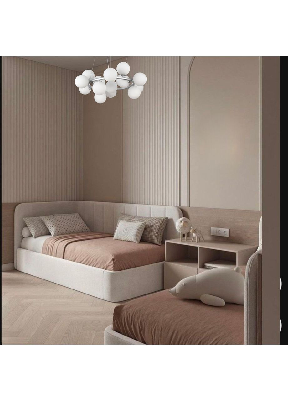 Серая круглая люстра на 15 ламп с белыми плафонами (84-1019-15 GAB+WH (S)) No Brand (370071482)