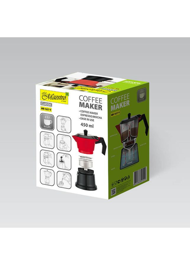 Кавоварка гейзерна МR-1657-9 450 мл 9 чашок червона Maestro (361398624)