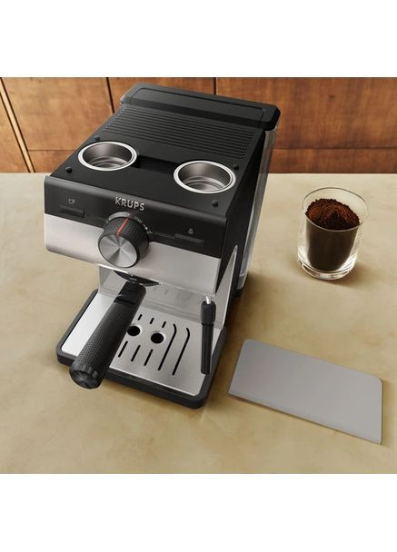 Кофеварка рожковая Opio XP381B10 15 Бар черная с серебристым Krups (389175427)