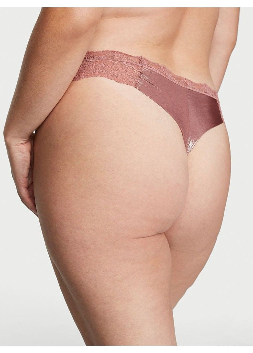 Трусики стрінги Lace-Trim Smooth Shimmer Thong Panty Victoria's Secret (317788743)