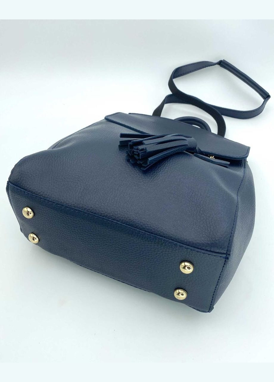 Жіночий рюкзак-сумка на два відділення з екошкіри «Серце» синього кольору WeLassie (298570093)