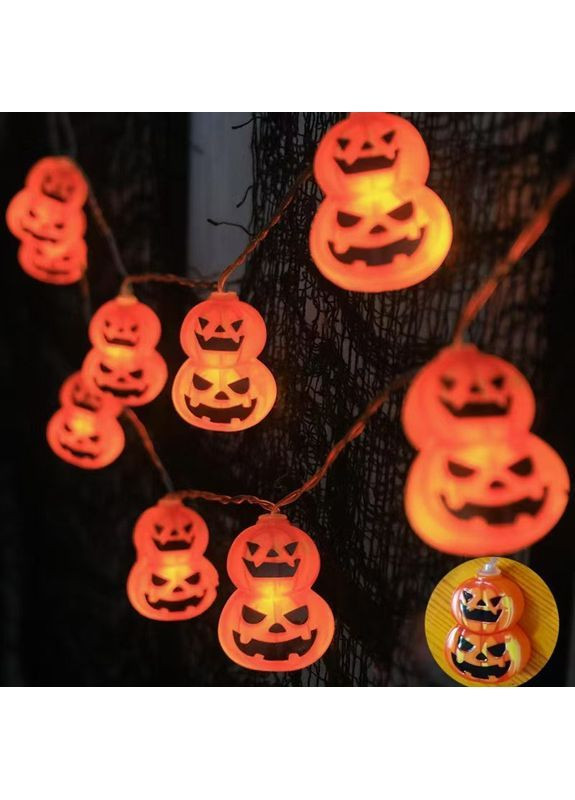 Хелловін Гарбузи 150 см 10 led 4 на 5 см помаранчево-чорний Jannet Гірлянда (364191417)