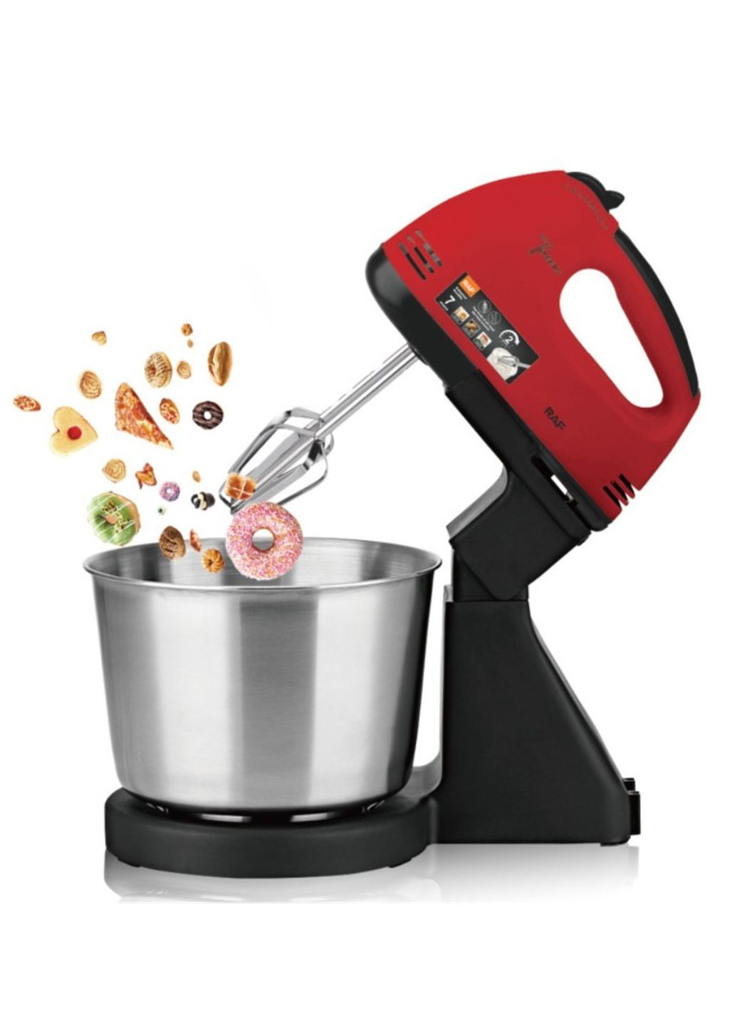 Миксер кухонный с металлической чашей на 2 литра с подставкою R-6637 250 Вт 7 скоростей Красный VTech (328068880)