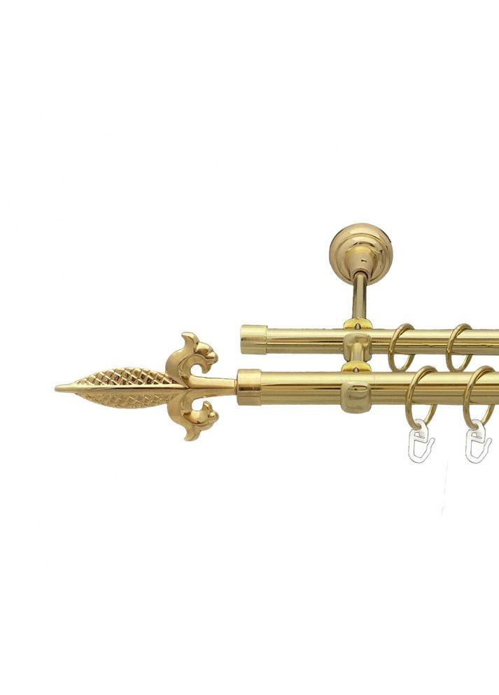 Карниз Генуя металевий дворядний відкритий гладка труба Золото 19\16 мм 200 см (00-00012979) ORVIT (300280828)