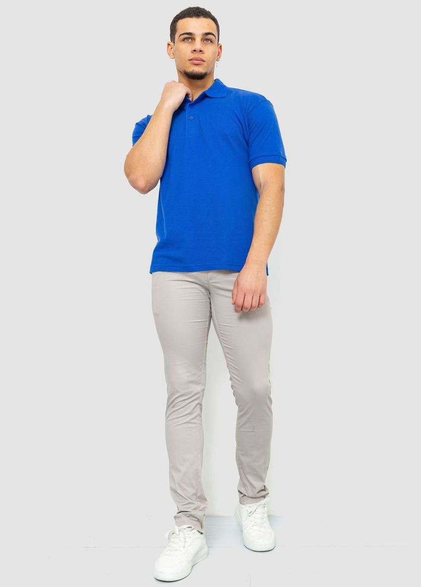 Синяя поло мужское однотонное 244r015 с длинным рукавом Ager