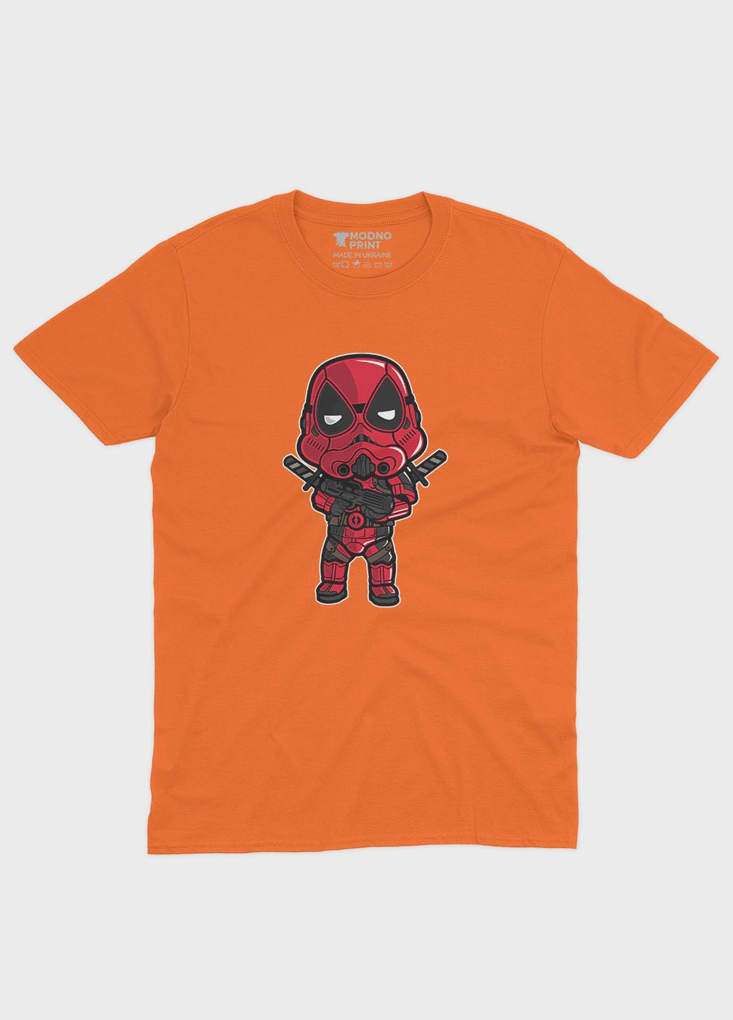 Оранжевая демисезонная футболка для мальчика с принтом антигероя - дедпул (ts001-1-ora-006-015-017-b) Modno