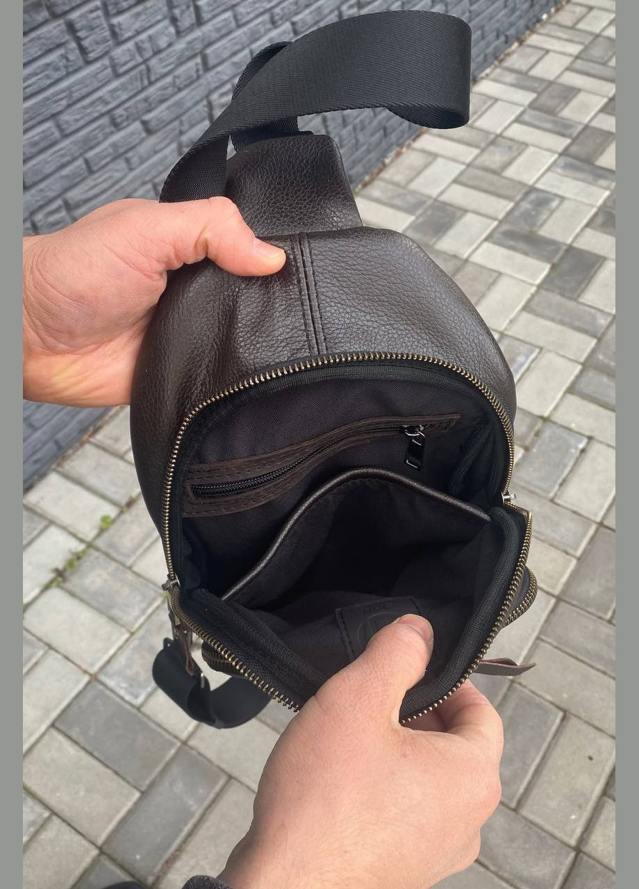 Коричневая сумка натуральная кожа мужская нагрудная слинг SKL brown No Brand (329880785)