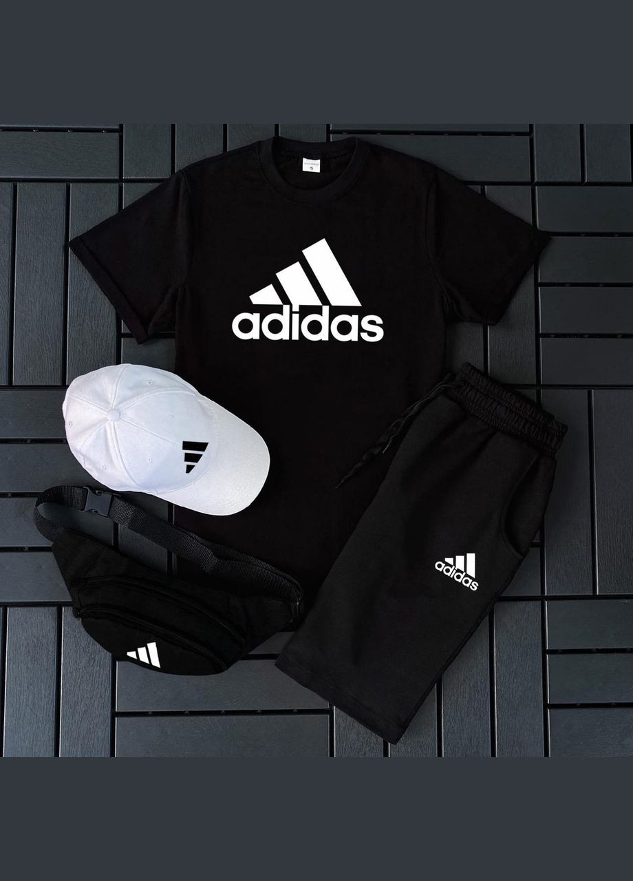 Чорний комплект (футболка,шорти,кепка,бананка) No Brand