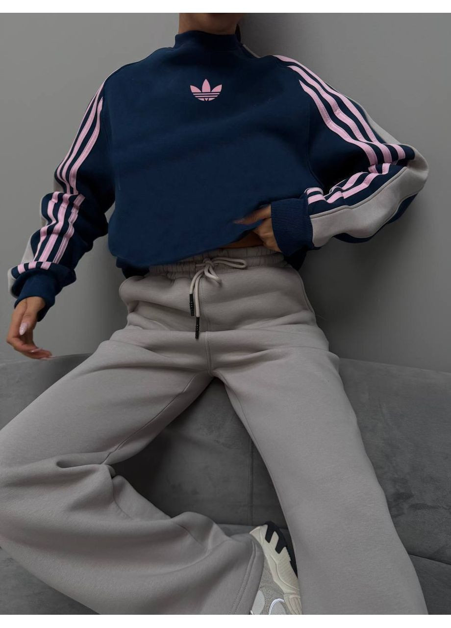 Жіночий спортивний костюм на флісі світшот та штани з лампасами MonCher (367088195)