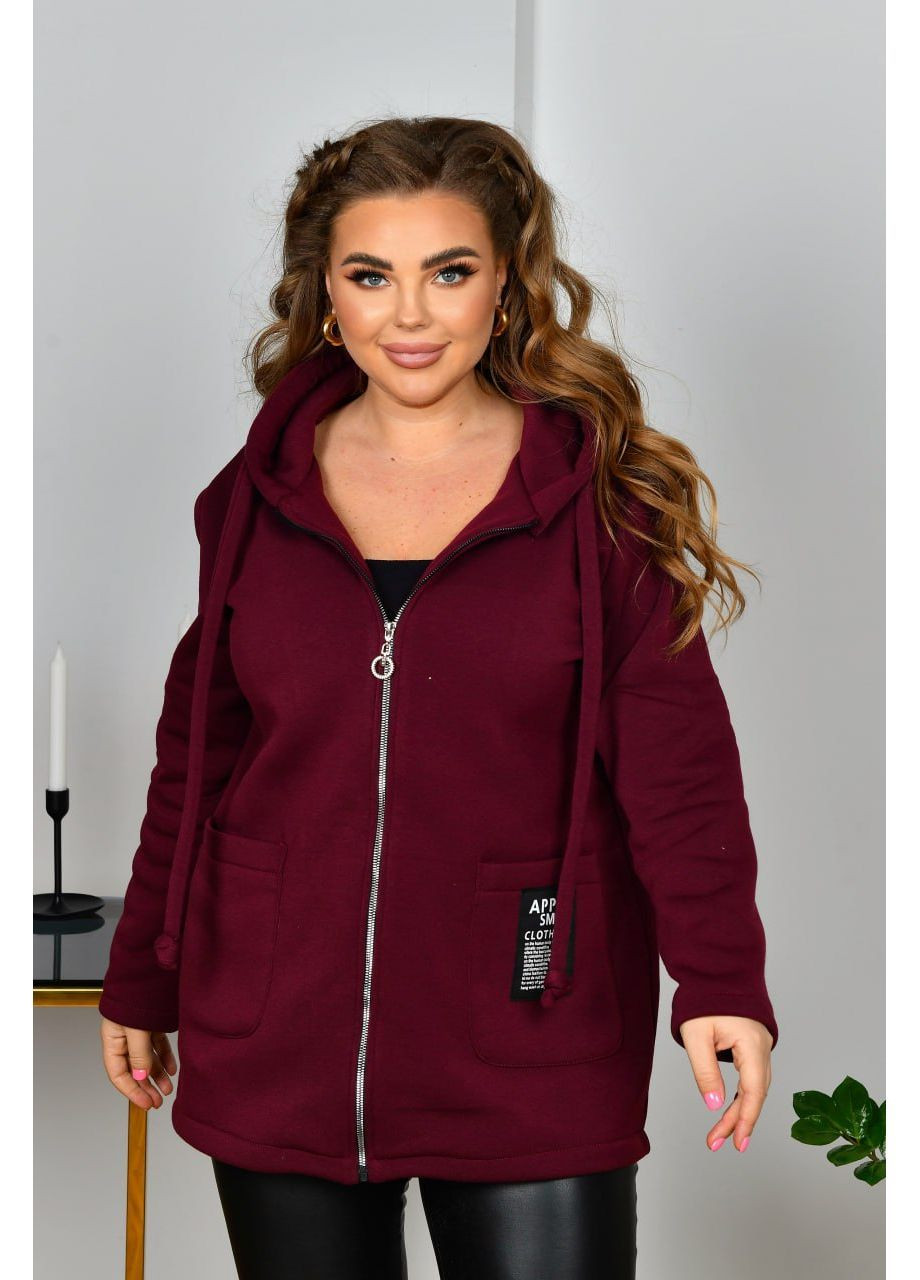 Бордова демісезонна жіноча легка курточка із трикотажу тринитки куртка-піджак No Brand