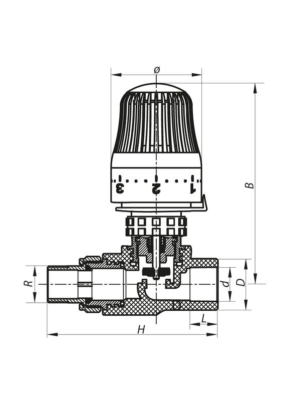 Кран термостатический с термоголовкой прямой PPR 20x1/2 K0156.PRO (KP0199) KOER (321205334)