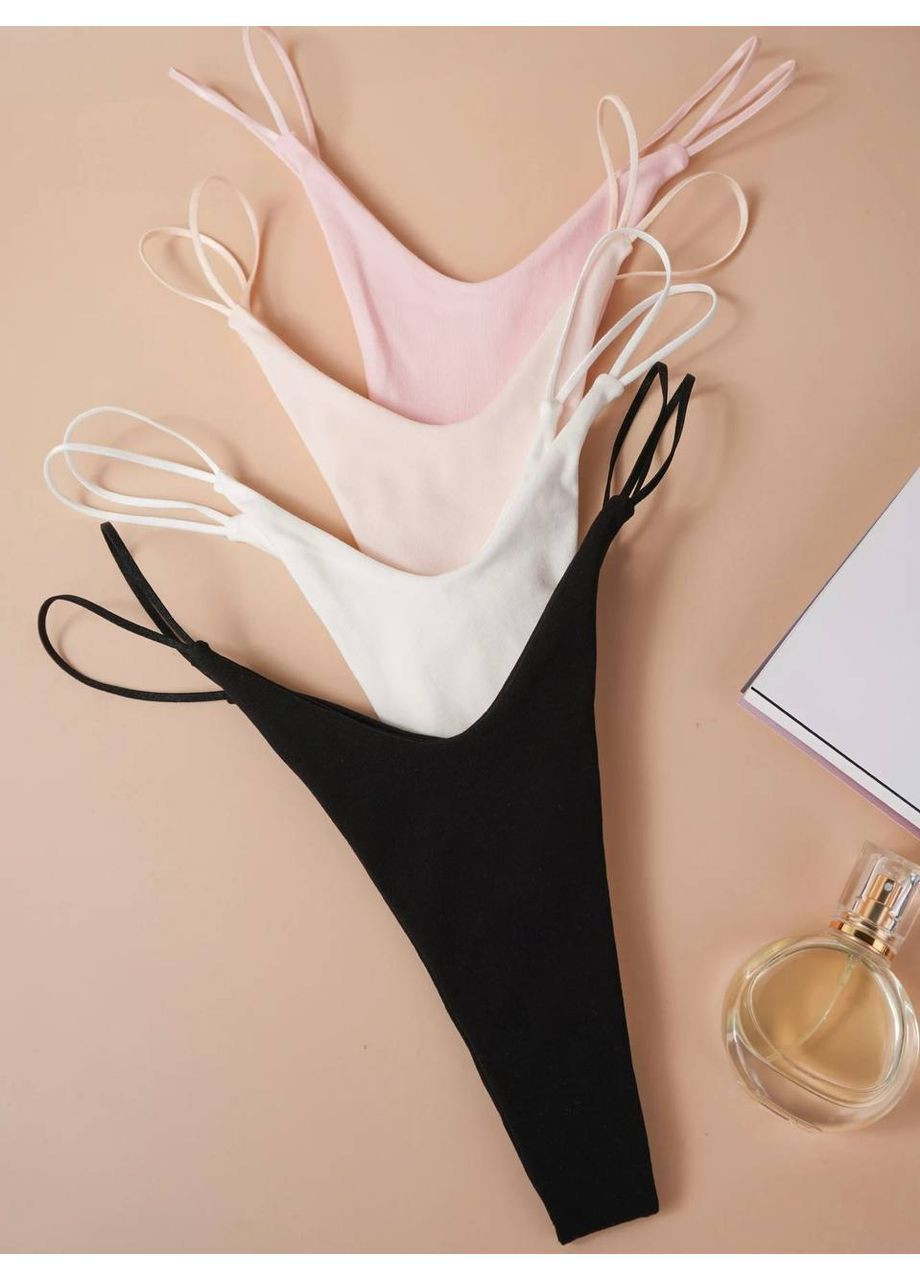 Женские трусики стринги, комплект трусиков для женщин с завышенной посадкой, 4шт No Brand Стрінги (366023672)