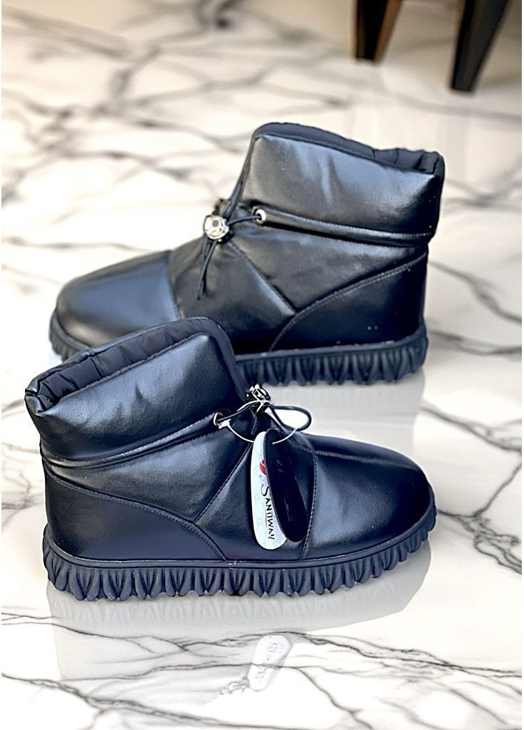 Шкіряні чорні жіночі угги No Brand (364487649)