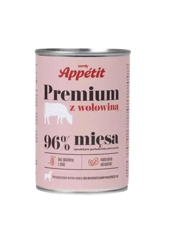 Консерви для собак Appetit Premium з яловичиною 400 г (5905546340564) Comfy (398398493)