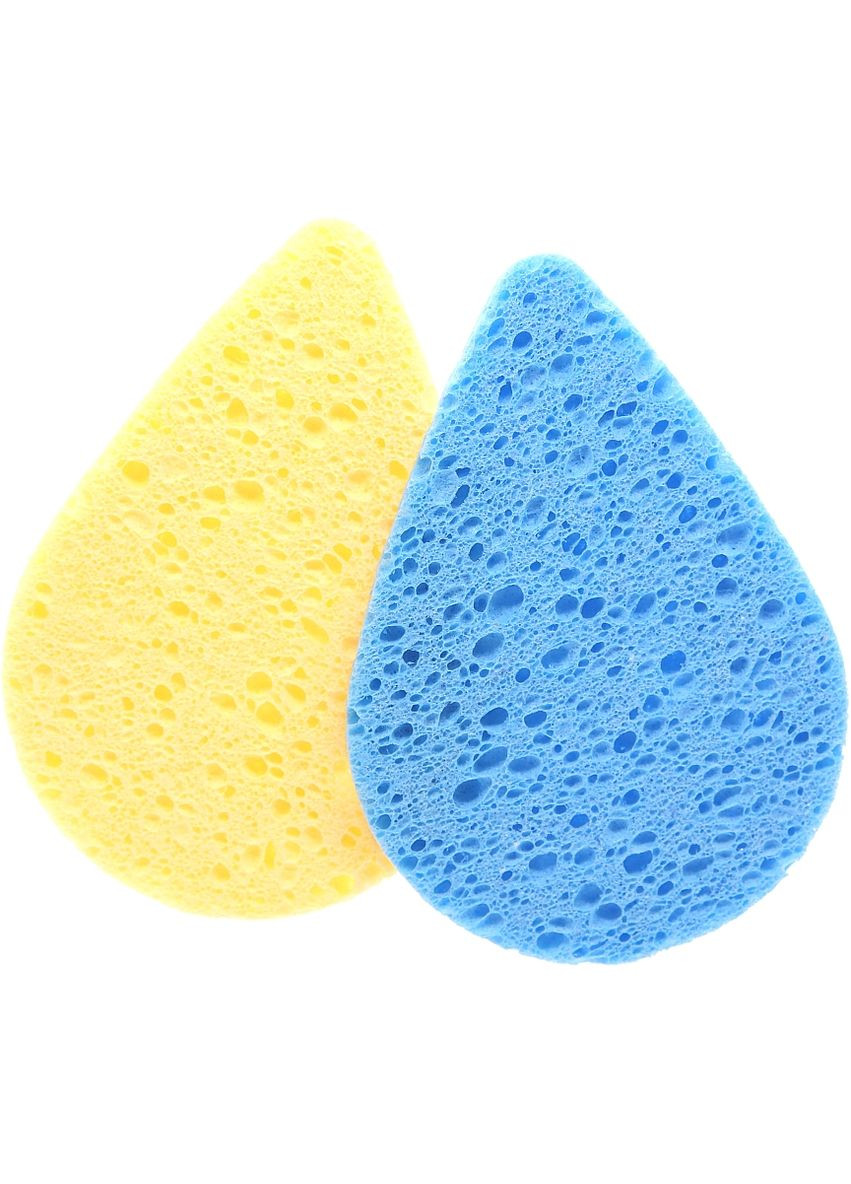 Спонж для умывания, целлюлоза, "Капля" голубой + светло-оранжевый 2шт (1092133-27394066) Cosmo shop (368612663)