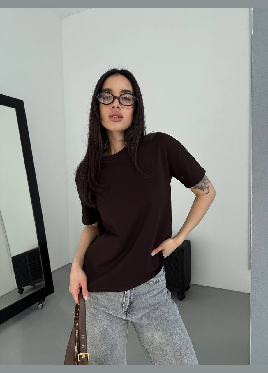 Женская коричневая футболка No Brand - (333338628)