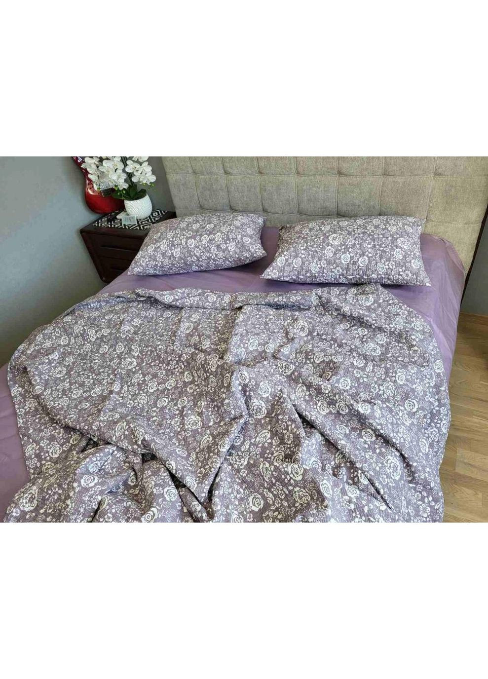 Постельное белье Роза фиолет, ранфорс гофра (жатка) Семейный размер, наволочки 70/70 No Brand (364219802)
