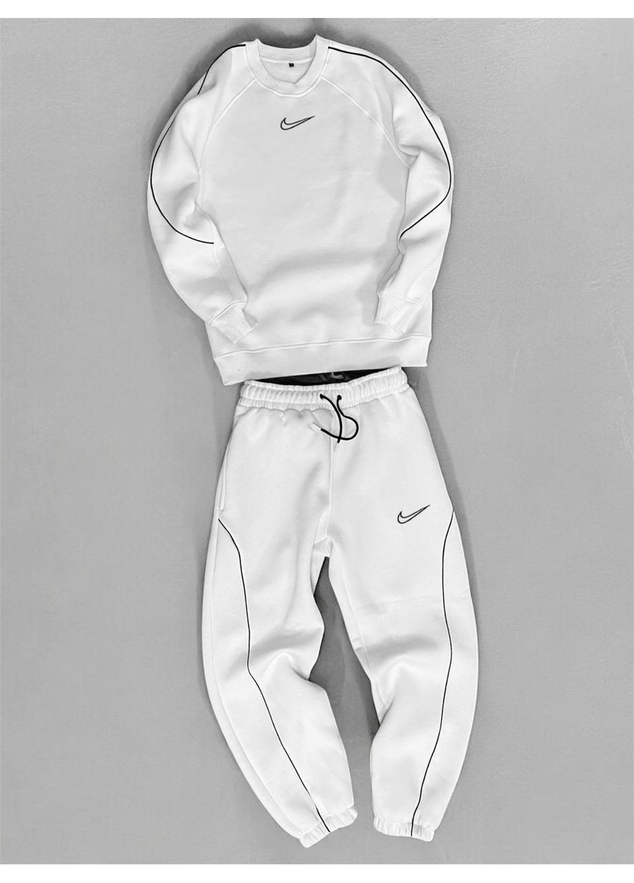 Стильний чоловічий спортивний костюм флісовий Nike білий No Brand (371256392)