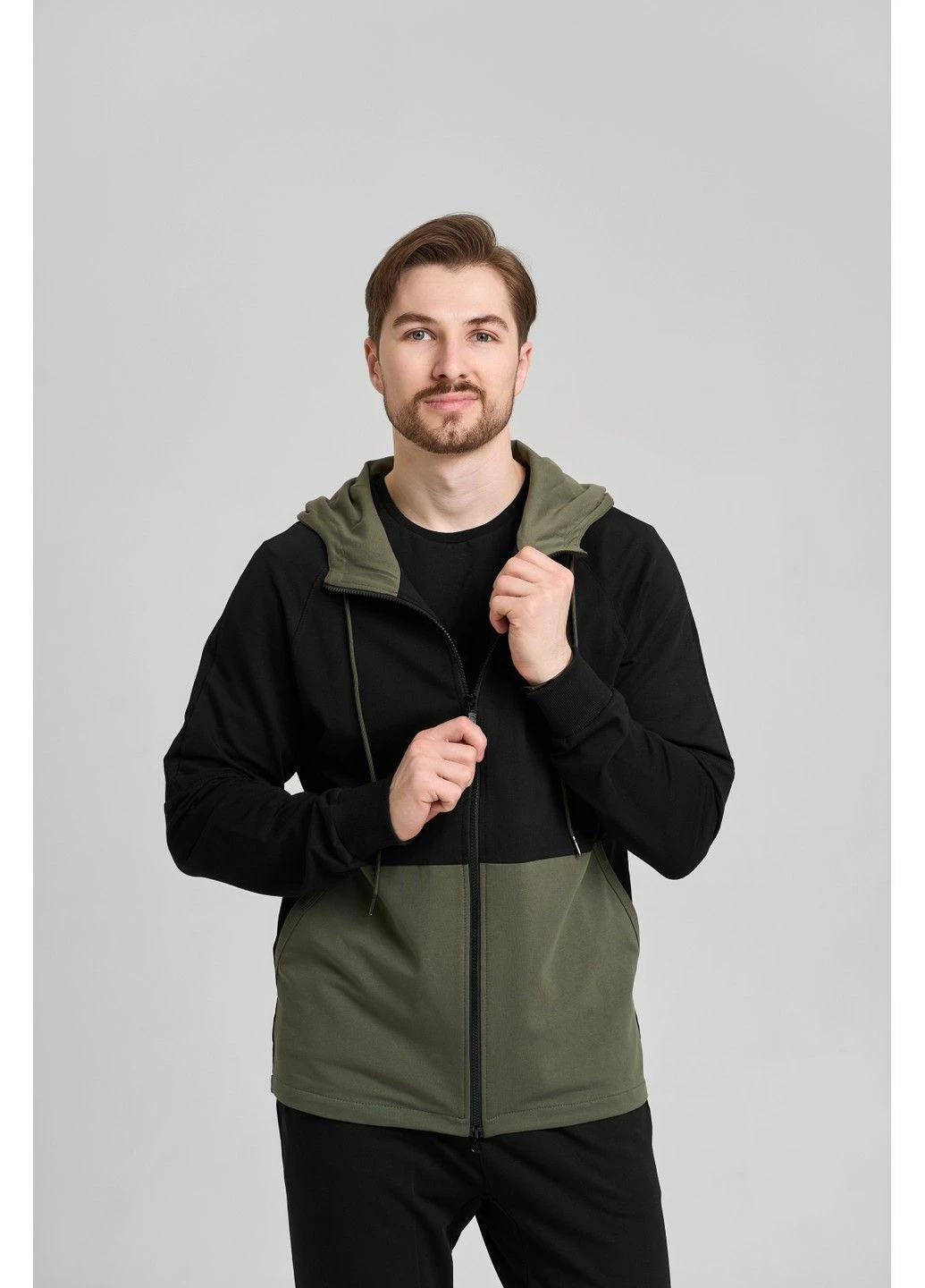 Спортивная кофта на замке мужская лето SUMMER хаки черная Handy Wear (296792712)