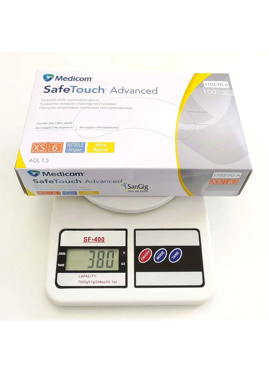 Нітрилові рукавички SafeTouch Advanced, щільність 4 г. - жовті (100 шт) Medicom (391100888)