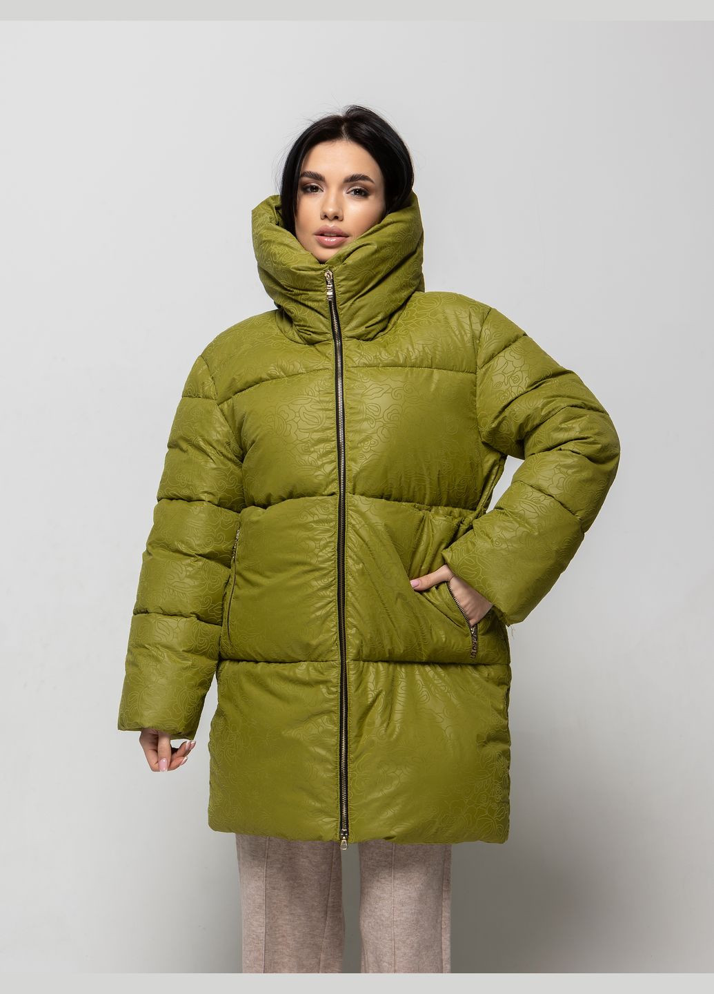 Оливковый зимний Пуховик Solh