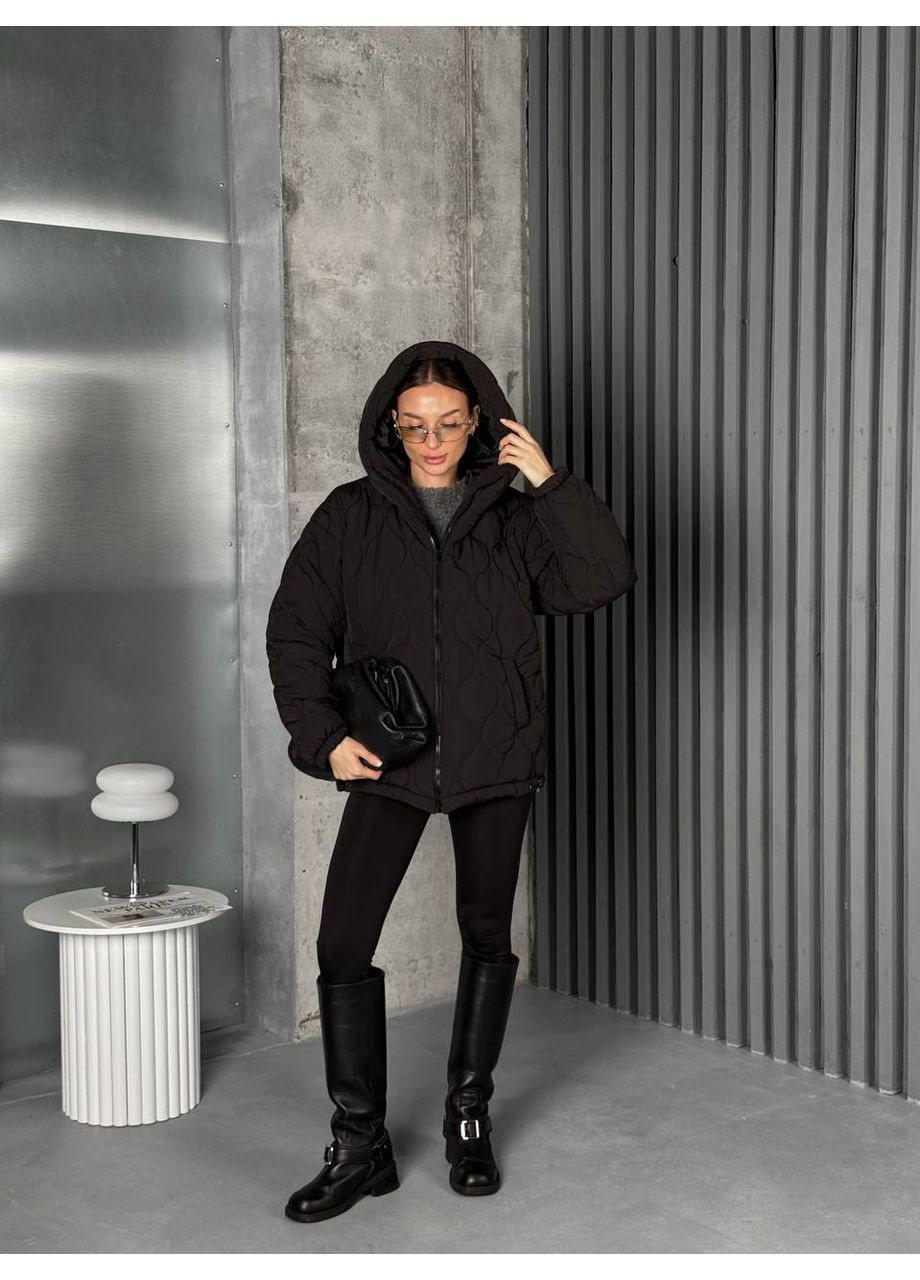 Черная зимняя женская зимняя стеганная крутка Avanti