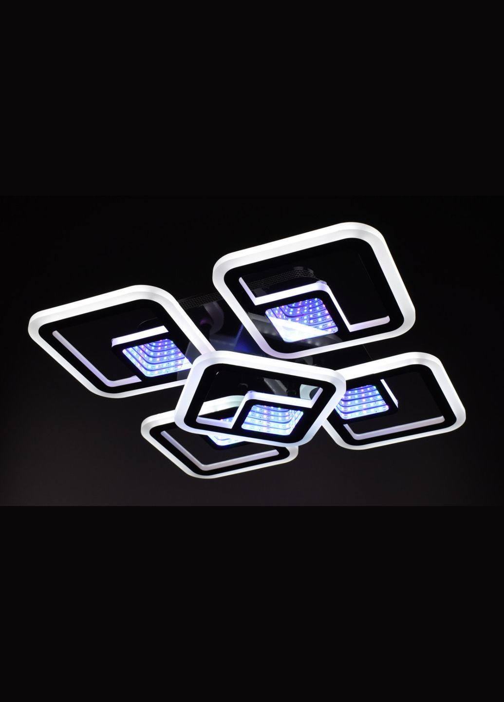 Люстра светодиодная потолочная LED светильник для квартиры на потолок лэд с пультом 26025 Черный 10х40х40 см. Sunnysky (364496285)