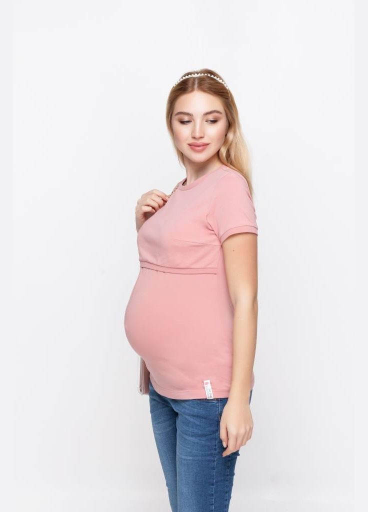 Рожева рожева футболка для вагітних та годуючих з секретом годування Юла мама