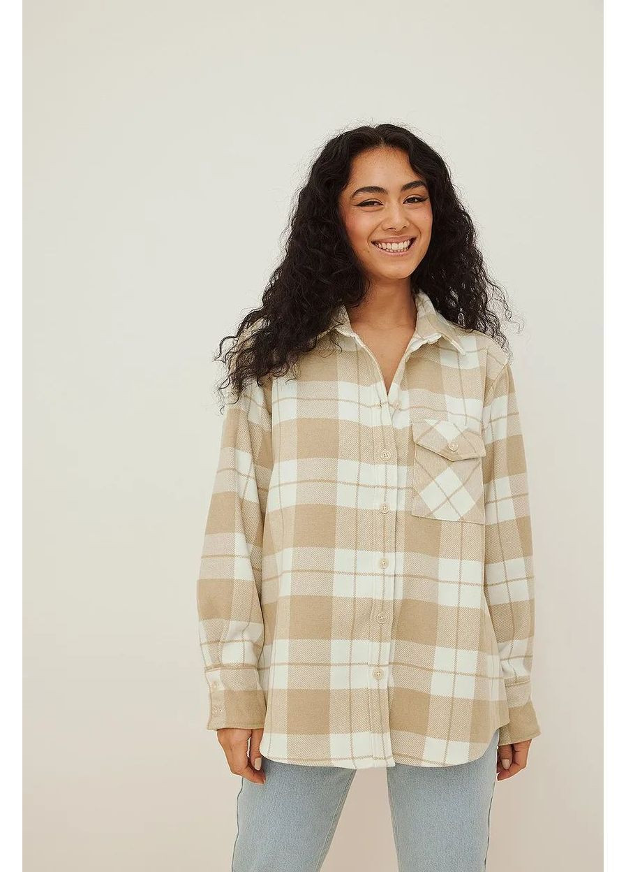 Куртка-сорочка,білий-бежевий в клітку, NA-KD (300346809)