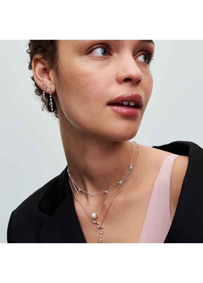 Серебряное ожерелье Пандора "5 сияющих сердец" 393160C01 Kabluchka (355462833)